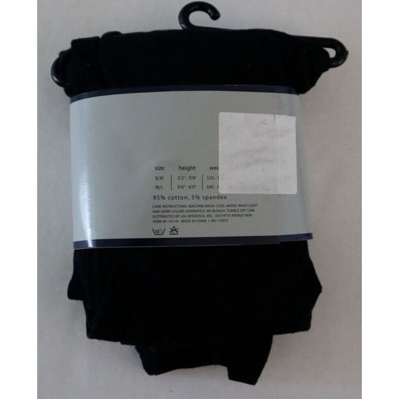 Anne Klein 112072 Women's Sz M/L Black Full Length Cotton Blend Leggings - Picture 2 of 3